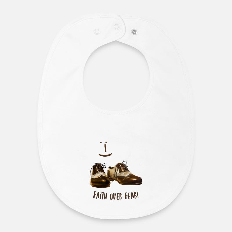 La foi triomphe de la peurConception de chaussures la foi sur la peur - Bavoir bébé bio - blanc