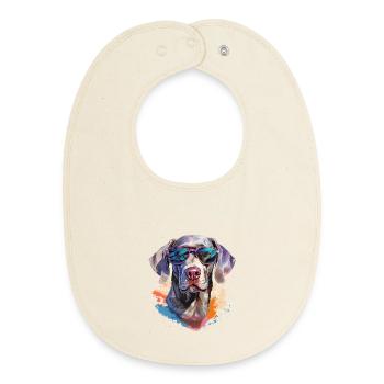 Weimaraner mit Sonnenbrille - Baby Organic Lätzchen - Natur - Vorne