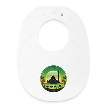 Marrakech mosque camels design - Baby Organic Bib - white - Front