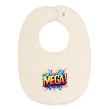 mega 3d text colorful - Baby Organic Bib - soft Ecru - Front