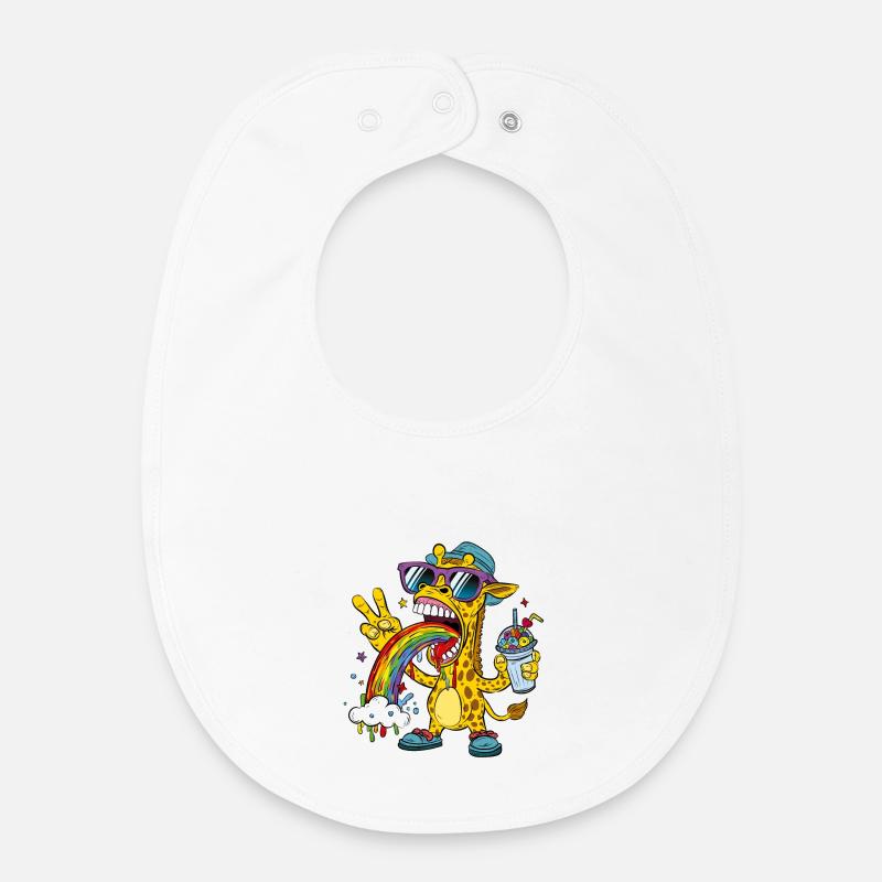 Rainbow giraffe - Baby Organic Bib - white