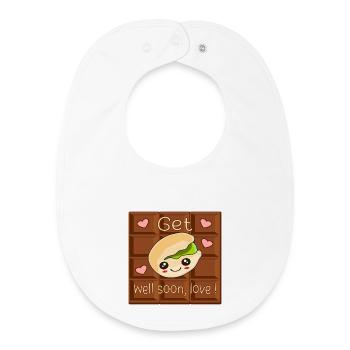 Bon rétablissement amour - Chocolat Pistache - Bavoir bébé bio - blanc - Devant