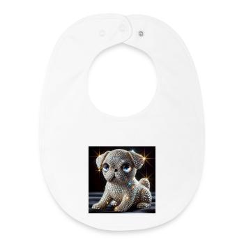 Funkelnder Hund im Diamant-Look - Baby Organic Lätzchen - Weiß - Vorne