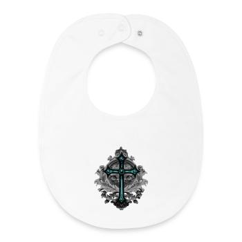 Grabstein-Ornament, Kreuze, gothic design - Baby Organic Lätzchen - Weiß - Vorne