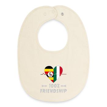 Uganda and Italy 100% friendship - Baby Organic Bib - soft Ecru - Front
