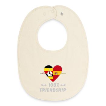 Uganda and Spain 100% friendship - Baby Organic Bib - soft Ecru - Front