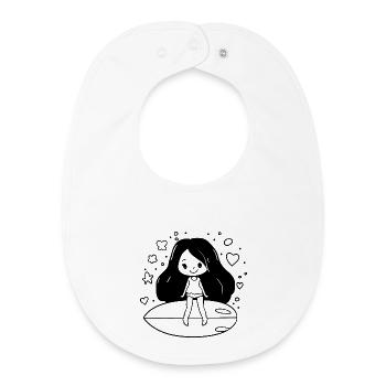 Surfeur de dessin animé - Bavoir bébé bio - blanc - Devant