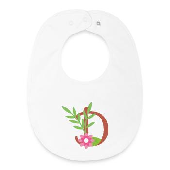 Elegant letter 'D' with flowers - Baby Organic Bib - white - Front