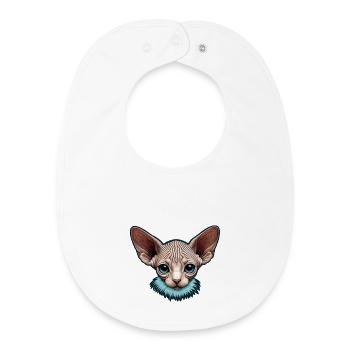 Blue Eyed Sphynx Kitty - Baby Organic Bib - white - Front