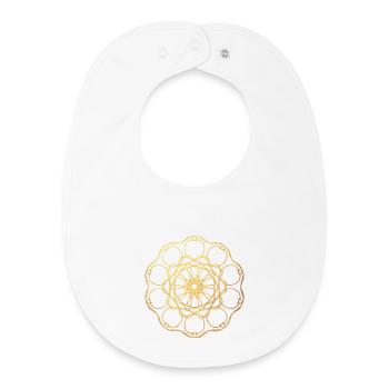 Gold Sun Yoga Mandala India om Namaste Center - Baby Organic Bib - white - Front