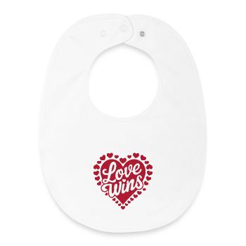 Liebe gewinnt Herz Design - Baby Organic Lätzchen - Weiß - Vorne