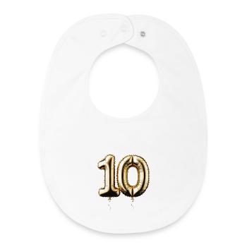 10 Years Gold Balloon Foil Balloon Gift - Baby Organic Bib - white - Front