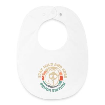 Restez sauvage et libre - Panda Edition Retro Design - Bavoir bébé bio - blanc - Devant