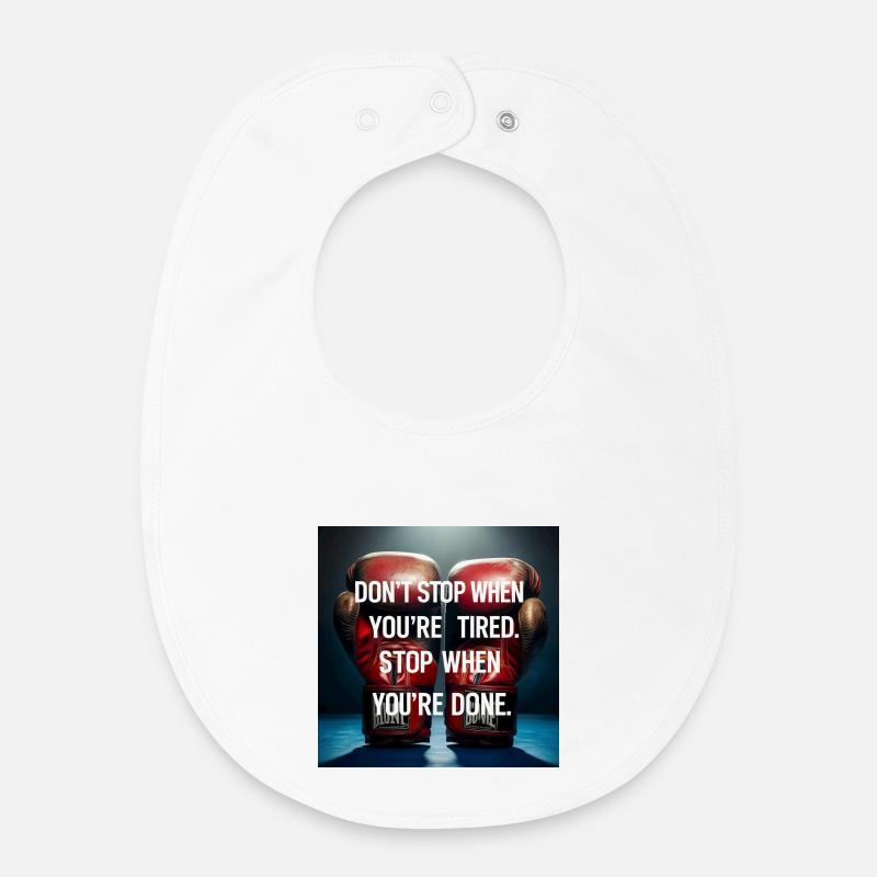 Perseverance quote on boxing gloves - Baby Organic Bib - white