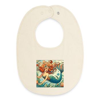Mermaid Mermaid Red Hair Art Nouveau Gift - Baby Organic Bib - soft Ecru - Front