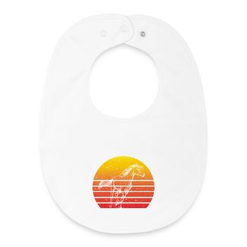 Motif Cheval Rétro Coucher de soleil - Bavoir bébé bio - blanc - Devant