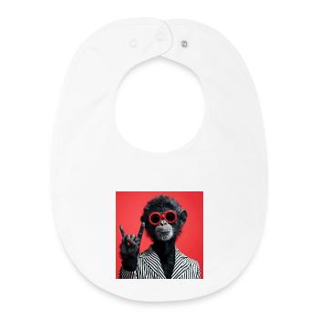 Affe mit roter Sonnenbrille macht Rock Geste - Baby Organic Lätzchen - Weiß - Vorne