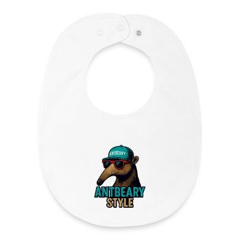 Antbeary Style Aardvark Cartoon - Baby Organic Bib - white - Front