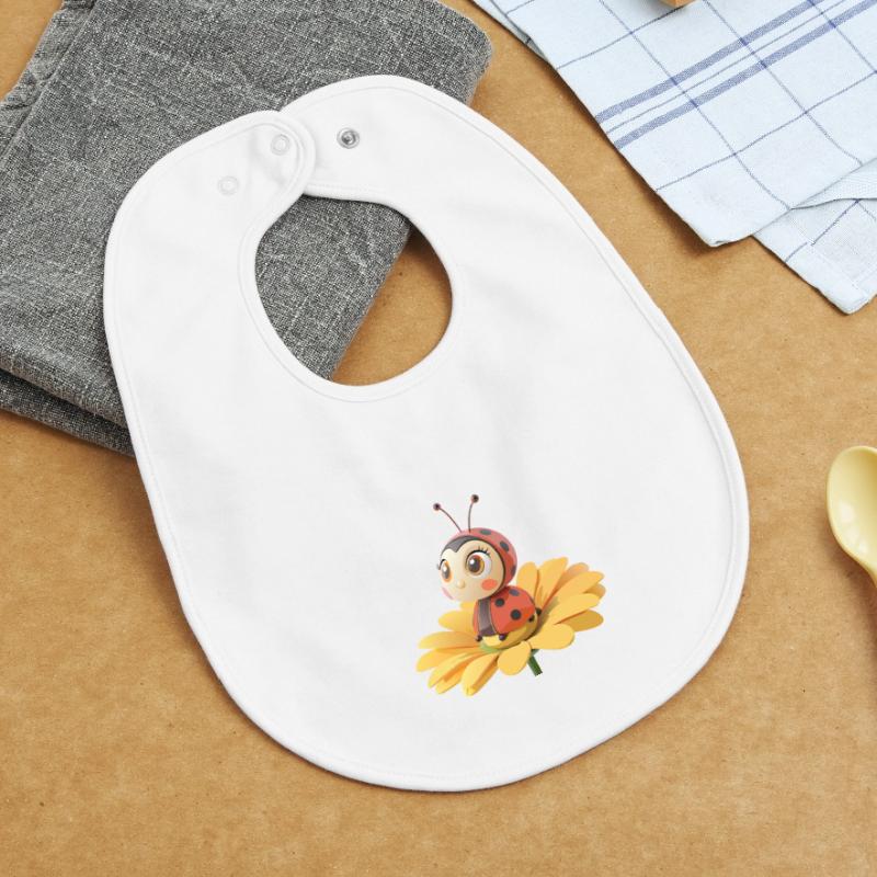 Cute ladybug on a flower Baby Organic Bib