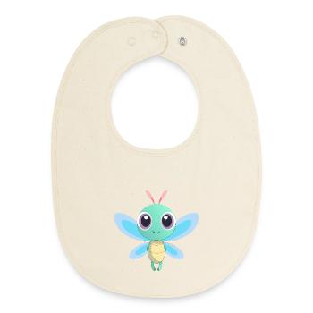 Bébé libellule colorée - Bavoir bébé bio - écru doux - Devant