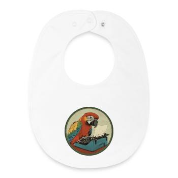 Parrot with typewriter – Feather-light and creative - Baby Organic Bib - white - Front