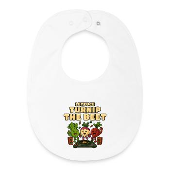 Salatrüben-Rüben-DJ-Groove - Baby Organic Lätzchen - Weiß - Vorne