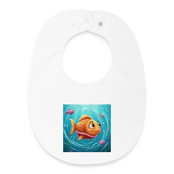 Verspielter Goldfisch in buntem Wasser - Baby Organic Lätzchen - Weiß - Vorne