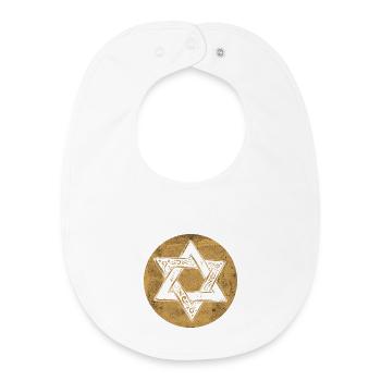 Étoile de David ornée en cercle doré - Bavoir bébé bio - blanc - Devant