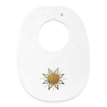 Golden Heart Ornament - Baby Organic Bib - white - Front