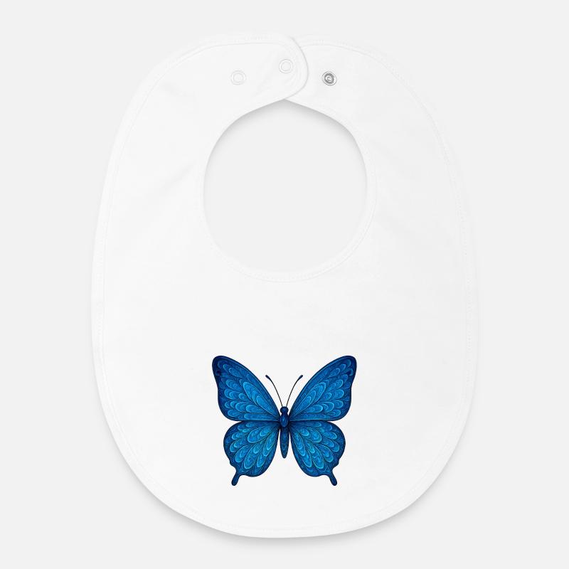 Papillon bleu - Bavoir bébé bio - blanc