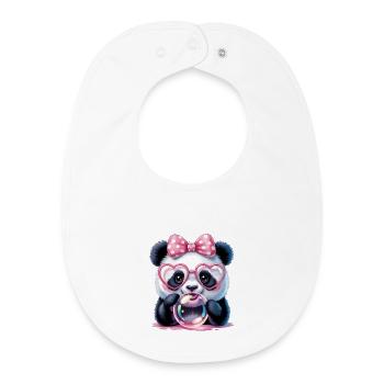 Panda mignon avec des lunettes et une bulle de savon - Bavoir bébé bio - blanc - Devant