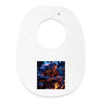 Fantasy Wikinger mit einer Axt - Baby Organic Lätzchen - Weiß - Vorne