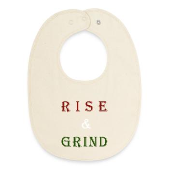 Typographie motivationnelle Rise & Grind - Bavoir bébé bio - écru doux - Devant