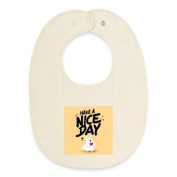 Design Motivation Happiness Dog - Baby Organic Bib - soft Ecru - Front