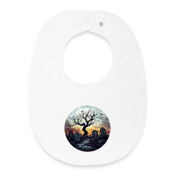Cimetière effrayant avec arbre noueux - Bavoir bébé bio - blanc - Devant