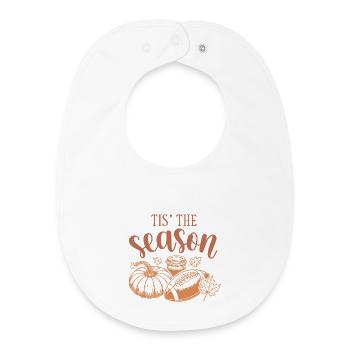 Autumn coziness with Pumpkin and Apple - Baby Organic Bib - white - Front