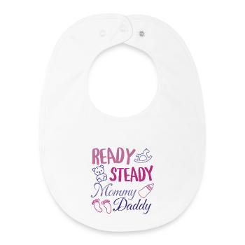 Ready Steady Mom and Dad Baby Shower Design - Baby Organic Bib - white - Front