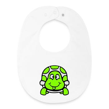 Turtle Tongue Sticking Out Naughty Funny Cool - Baby Organic Bib - white - Front