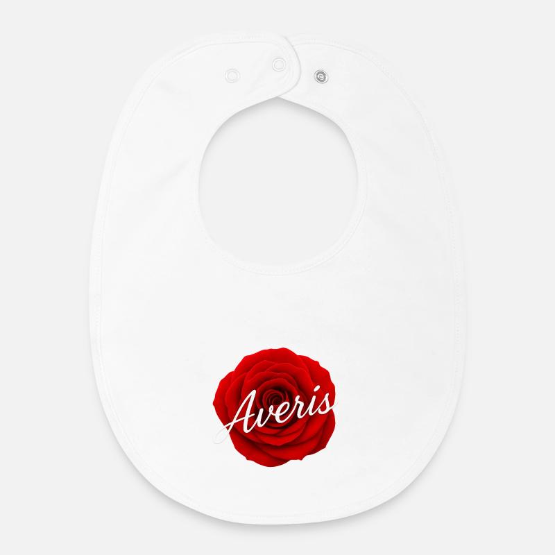 Rote Rose mit Avenir-Textdesign - Baby Organic Lätzchen - Weiß