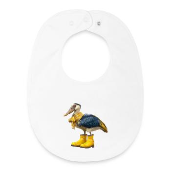 Creative shoebill bird in rubber boots - Baby Organic Bib - white - Front