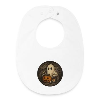 Spooky Halloween Vintage Ghost Scene with Pumpkin - Baby Organic Bib - white - Front