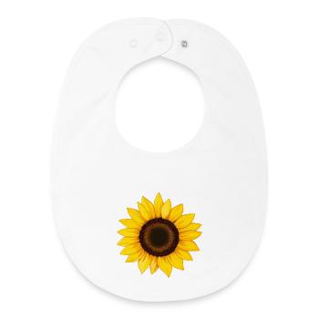 Tournesol illustration vectorielle fleur jaune - Bavoir bébé bio - blanc - Devant