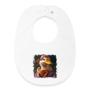 Anthropomorphe Ente mit buntem Schal - Baby Organic Lätzchen - Weiß - Vorne