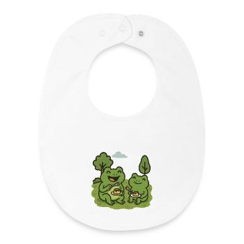 Pudding mit Gabel essen - Frösche - Baby Organic Lätzchen - Weiß - Vorne