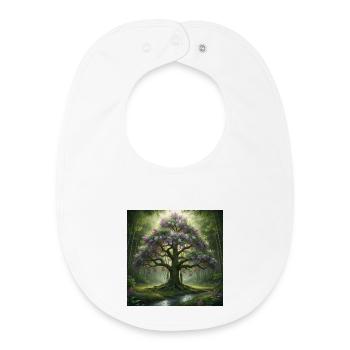 Forest tree with lilac blossoms - Baby Organic Bib - white - Front