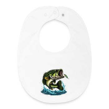 Conception de saut de l’achigan à grande bouche - Bavoir bébé bio - blanc - Devant