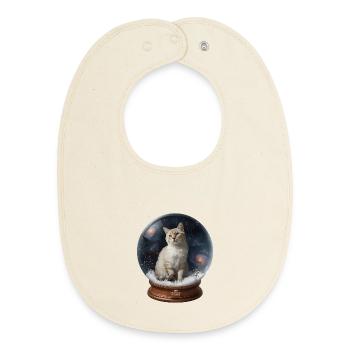 Cosmic Cat in Snow Globe - Baby Organic Lätzchen - Natur - Vorne