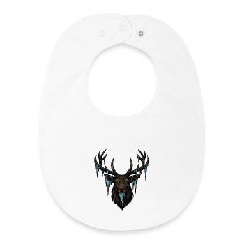 Icicle Deer Head - Baby Organic Bib - white - Front