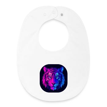 Neon Polygon Tiger: Magenta to Blue - Baby Organic Bib - white - Front