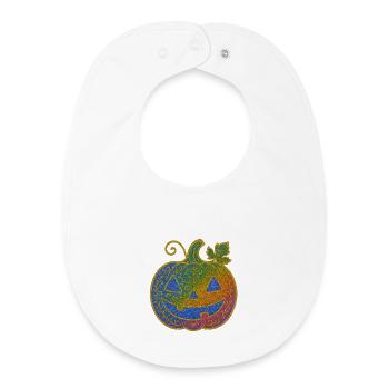 Regenbogen Kürbis Ornament - Baby Organic Lätzchen - Weiß - Vorne